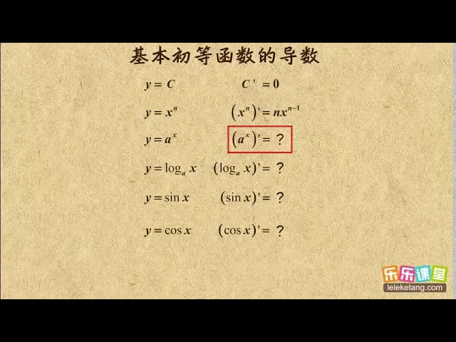 05 基本初等函数的导数 导数 高中数学 mathematics